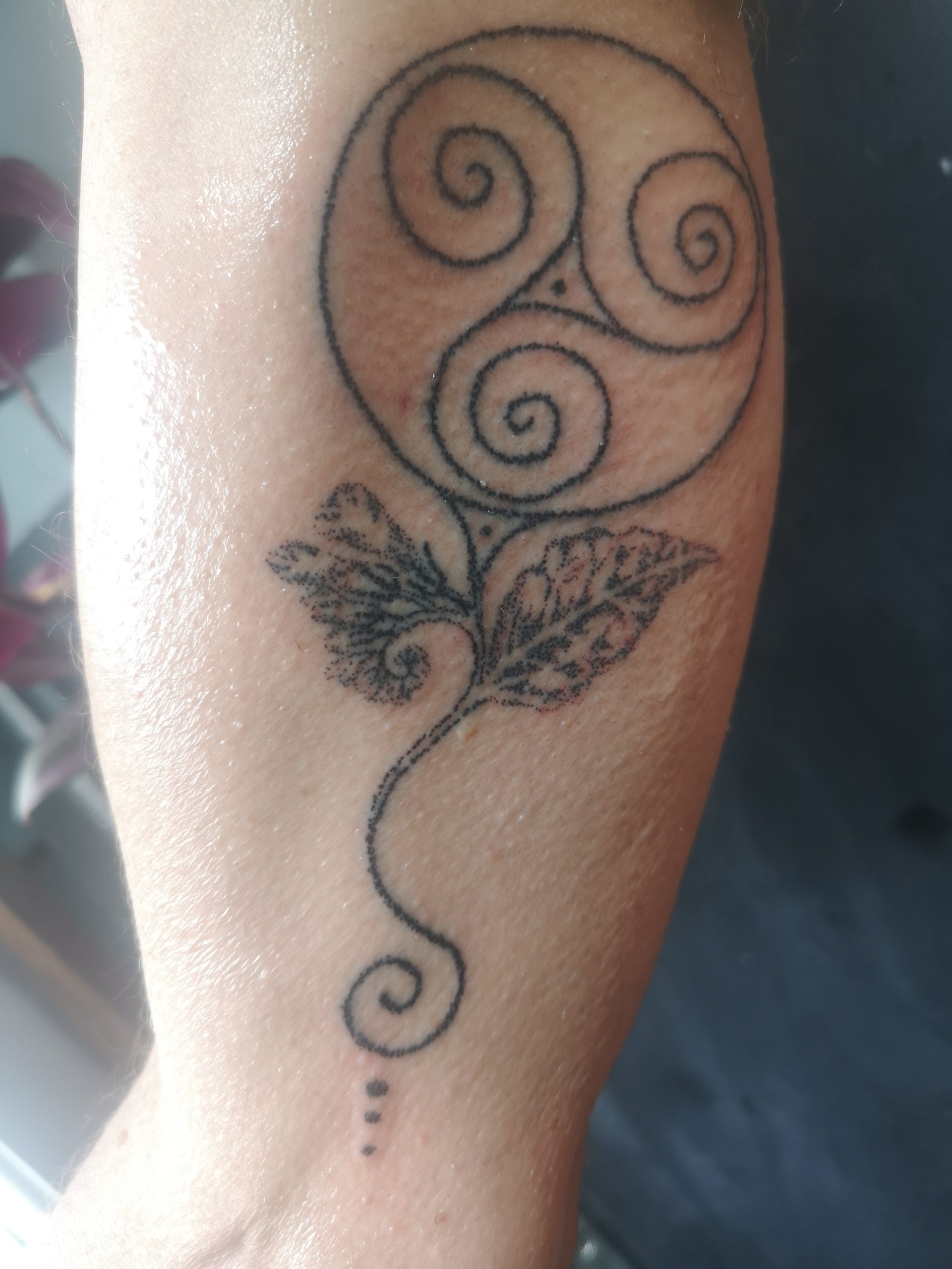 hand poke botanical tattoos